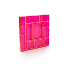 Portaoggetti da parete quadrato in Transparant Pink Acrilico