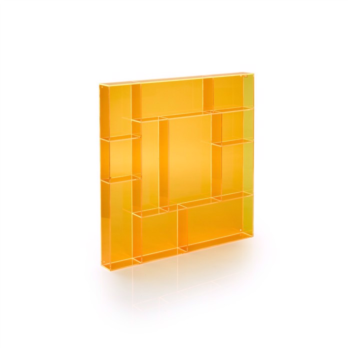 Portaoggetti da parete quadrato in Transparant Arancione Acrilico